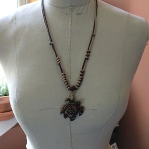 Turtle Rope & Stone Necklace